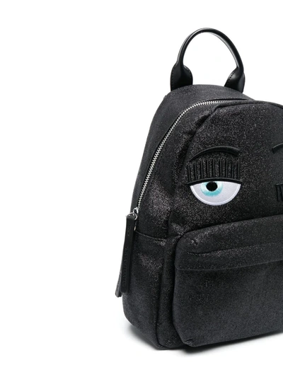 Chiara Ferragni Kids' Flirting Eye Design Backpack In Black