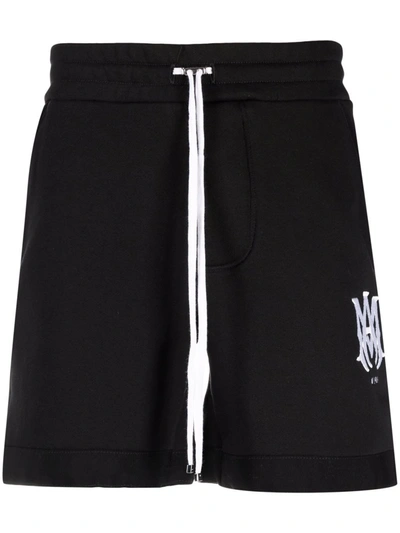 Amiri Skeletal Logo-embroidered Cotton-jersey Shorts In Black