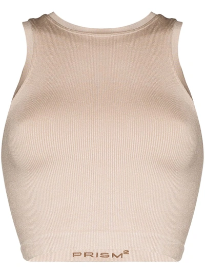 Prism Luminous Ribbed Cropped Top In Neutrals