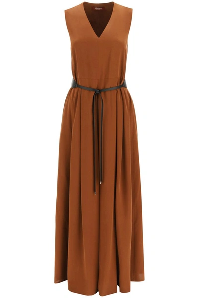 Max Mara Balzac Lined Silk Dress In Brown