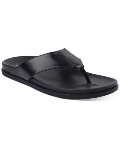 Alfani Men's Faux-leather Thong Sandals, Created For Macy's In Black
