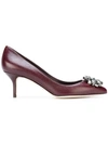 Dolce & Gabbana Embellished Bellucci Embossed Leather Pumps In Wine