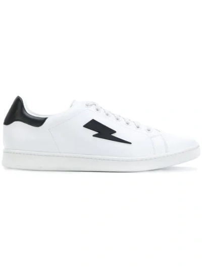 Neil Barrett Lightning Bolt Sneakers In White