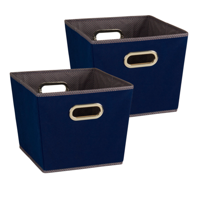Household Essentials Set Of 2 Small Tapered Bins In Navy