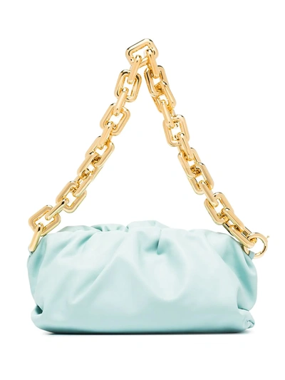 Bottega Veneta Medium Ruched Napa Chain Pouch Bag In Blue