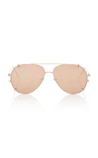 Linda Farrow Rose-gold Aviator-style Sunglasses