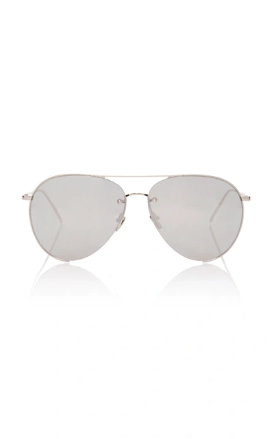 Linda Farrow Silver-tone Aviator-style Sunglasses In Black