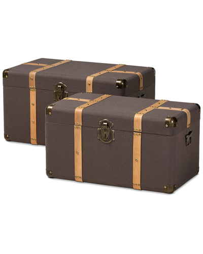 Baxton Studio Stephen 2pc Storage Trunk Set In Dark Brown