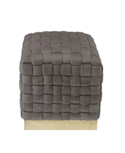 Nicole Miller Satine Woven Cube Ottoman With Metal Base In Gray