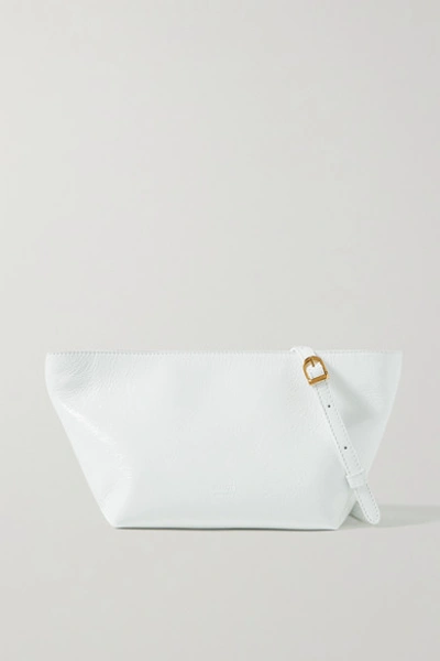 Khaite Adeline Crinkled Patent-leather Shoulder Bag In White