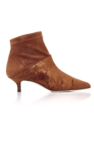 Tibi Jean Velvet Point-toe Boots In Rust
