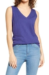 Madewell Whisper Shout Cotton V-neck Tank In Tidewater