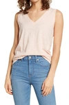 Madewell Whisper Shout Cotton V-neck Tank In Sheer Pink