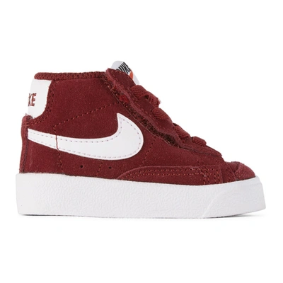 Nike Baby Burgundy Suede Blazer Mid '77 Trainers In Team Red/white/black
