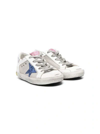 Golden Goose Kids' 星星贴花系带运动鞋 In White