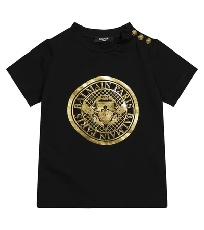 Balmain Kids' Logo-print Short-sleeved T-shirt In Black