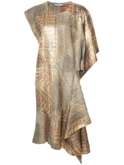 Jw Anderson Asymmetric-detail Patchwork Jacquard Dress In Silver