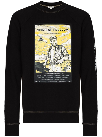 Phipps Graphic-print Crew-neck Sweatshirt In Schwarz