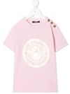 Balmain Kids' Logo Print Cotton Jersey T-shirt In Pink