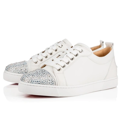 Christian Louboutin Junior Strass Embellished Leather Sneaker In White