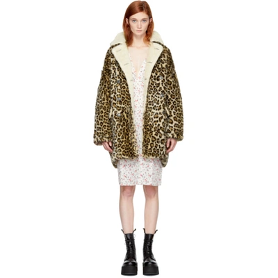 R13 Oversized Shearling-lined Leopard-print Faux Fur Coat In Brown