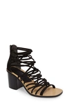 Rag & Bone Camille Caged Macrame Mid-heel Sandal In Black Suede