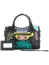 Balenciaga Classic City Mini Printed Textured-leather Tote In Black