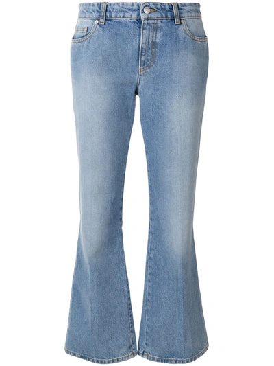 Alexander Mcqueen Embroidered Flared Jeans In Blue
