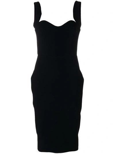 Victoria Beckham Black Silk-blend Fitted Dress