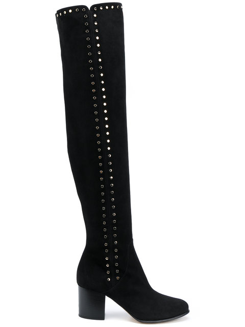 studded over the knee flat boots