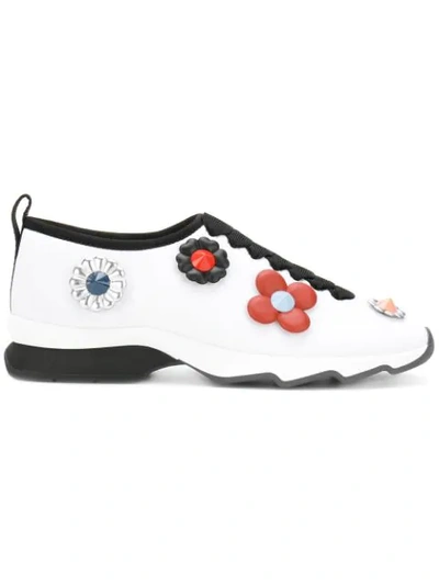 Fendi White Neoprene Flowerland Sneakers