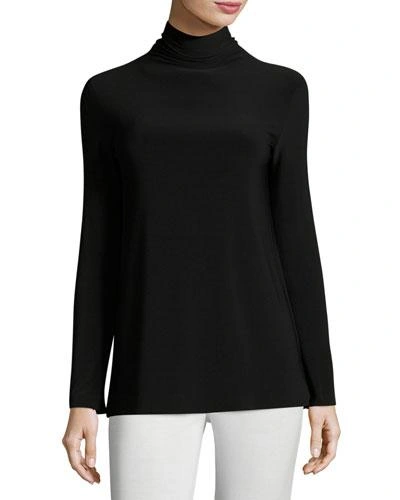 Norma Kamali Long-sleeve Turtleneck Jersey Top In Black
