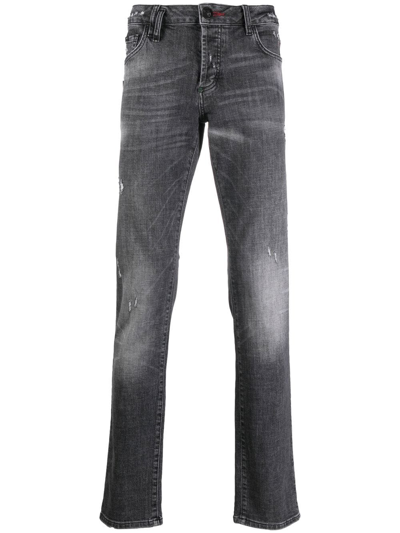 Philipp Plein Istitutional Super Straight-cut Jeans In Grey