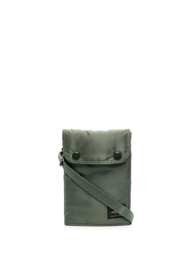 Porter-yoshida & Co Logo-patch Metallic Messenger Bag In Green