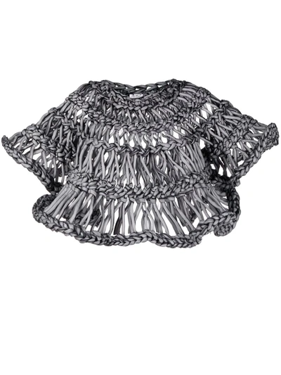 Comme Des Garçons Open-weave Flared Top In Grey