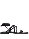 Stuart Weitzman Strappy Leather Sandals In Black