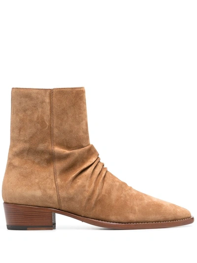 Amiri Stack Suede Ankle Boots In Brown