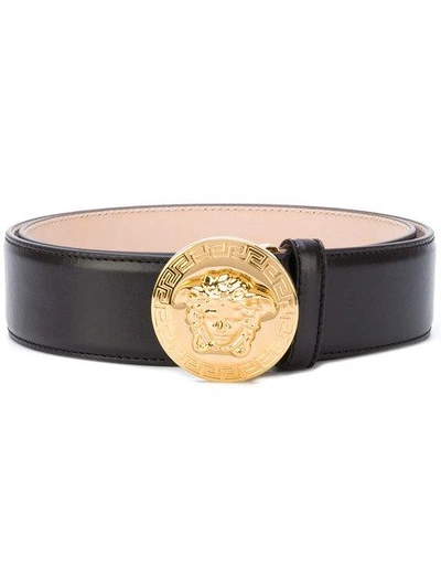 Versace Medusa Leather Belt In Nero