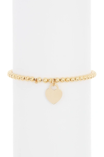 Adornia 14k Yellow Gold Plated Ball Bead Heart Charm Bracelet