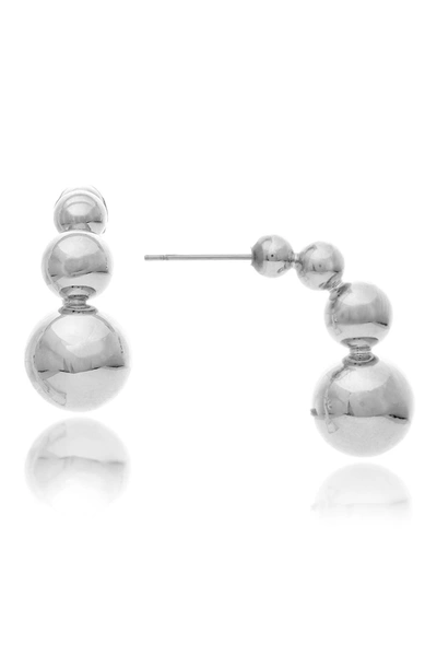 Rivka Friedman Graduated Bead Polished Earrings In White Rhodium Clad
