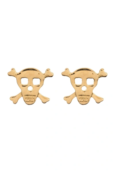 Karat Rush 14k Yellow Gold Diamond Cut Skull Earrings