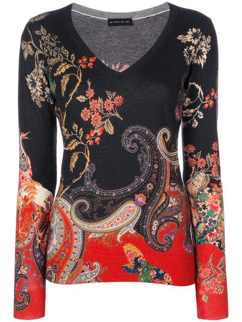 Etro V-neck Milano Knitted Blouse | ModeSens
