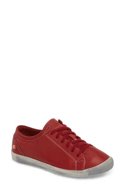 Softinos By Fly London Isla Distressed Sneaker In Red Leather