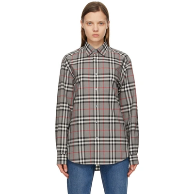 Burberry Grey Check Caxton Shirt In Storm Grey