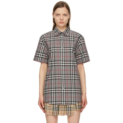 Burberry Grey Check Caxton Short Sleeve Shirt In Storm Grey