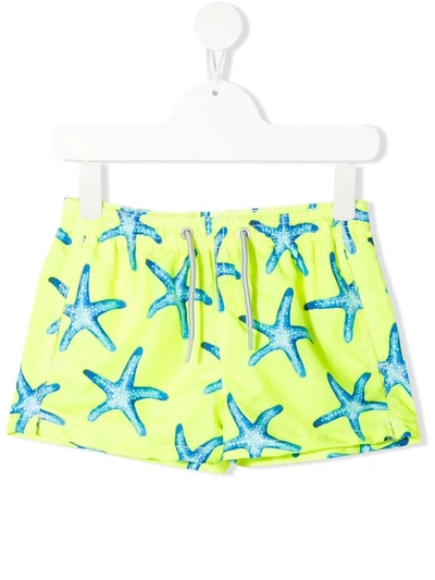 Mc2 Saint Barth Teen Jean South Star Swimming Shorts In Green