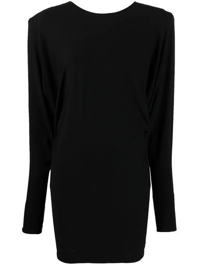 Alexandre Vauthier Padded-shoulder Long-sleeve Minidress In Black