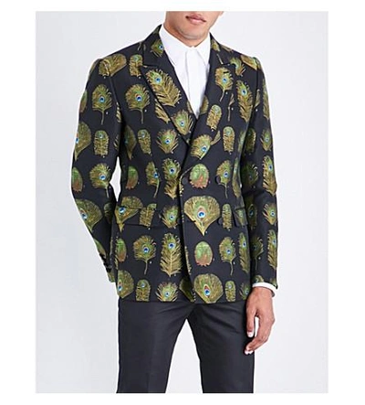 Alexander Mcqueen Peacock Cotton Blend Jacquard Jacket In Multi