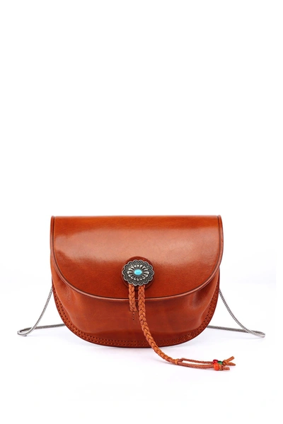Old Trend Leather Chain Crossbody Bag In Cognac