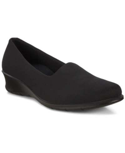 Ecco Women's Finola Slip-on Stretch Wedge Flats Women's Shoes In Black/black